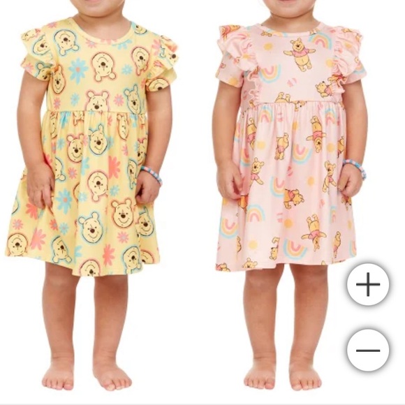 4 Piece Pooh Bear Baby Character Dress and Bloomer Set - Picture 1 of 15